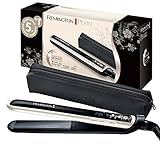 Remington Glätteisen [Testsieger] Pearl (hochwertige Keramikbeschichtung mit echten Perlen für eine gleichmäßige Wärmeverteilung) LCD-Display, 150-235°C, inkl. Aufbewahrungstasche, Haarglätter S9501