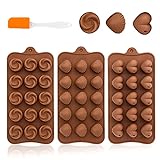 3 Stück Schokoladenform ohne BPA-Schokoladen-Lebensmittelqualität,Silikonformen Antihaftbeschichtung zur Herstellung von Schokoladen-Muffin-Kuchen