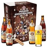 Paulaner | Bier-Adventskalender 2024 | 24 Tage Paulaner Biergenuss | Perfektes Biergeschenk zur Vorweihnachtszeit | inkl. Bierglas und Holzflaschenöffner