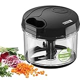 LEBENLANG Gemüse & Zwiebelschneider manuell - Obst Zerkleinerer manuell & BPA-Frei | Schwarz für Zwiebeln schneiden Knoblauch | Multifunktionschopper Küche Gemüseschneider manuelle Multizerkleinerer