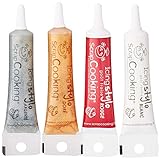 ScrapCooking – 4 pieces of parts markers: gold, chocolate, white & red – edible food pens decorative for writing and drawing on desserts, cakes and biscuits