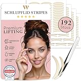 WOW STRIPES Schlupflider Augenlid Premium Stripes transparent (192 Stk) | Lifiting ohne OP, hautfreundlich, natürlich | Eyelid Tape Tapes Straps Strip als Lifting Set Augen-Lidstraffung Augenpads-M