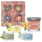 Yankee Candle Duftkerzen-Geschenkset | Kleine Signature-Glaskerze und gefüllte Mini-Votivkerzen | Kollektion „Hello Italy“ | Perfekte Geschenke für Frauen | 4 Stück