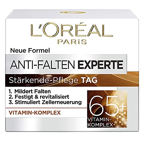 L'Oréal Paris Feuchtigkeitspflege für das Gesicht, Anti-Aging Tagescreme zur Minderung von Falten, Vitamin B3 und Vitamin E, Festigt und revitalisiert die Haut, Anti-Falten Experte, 1 x 50 ml