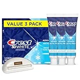 CRST 3D White Advanced Teeth Whitening Toothpaste, Arctic Fresh, 3,3 oz, Pack of 3 bundled with LUXPAKS Squeezer