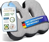 Healthfix® Orthopädisches Sitzkissen für Büro, Auto & Co.- Ergonomisches Sitzen aus Memory Foam mit entlastender Funktion des Steißbeins und der Sitzknochen. Reduziert Schmerzt & erhöht Komfort.