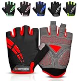 WESTWOOD FOX Fahrradhandschuhe für Herren und Damen Halbfinger-Gel-gepolsterte rutschfeste Mountainbike-Handschuhe atmungsaktive Stoßdämpfung griffige Handfläche (ROT, M)