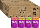 WHISKAS Adult 1+ Katzenfutter nass - ab 1 Jahr - 84x85g Portionsbeutel - Klassische Auswahl in Sauce - Katzen Nassfutter - Großpackung
