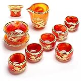 UWEREBFM Teeservice Nachmittagstee-Set Teeservice für Erwachsene Gold Intarsien Jade Tee Set Haushalt Teekanne und Tasse Set