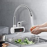 Elektrische Wasserhahn mit Durchlauferhitzer 220v für Küche, Garten, Bad, Wohwagen, Camping, Smart Heater, Armatur mit Sofortiger Warmwasserbereiter, Warmwasserhahn, Küchenarmatur, Wasserboiler