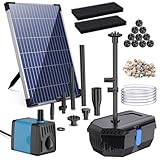 Biling 12W Solar Teichfilter mit Pump, 605 l/h Teichfilter Solarpumpe mit Schlauch 4 Düsen 5m Kabel DIY Wasserspiel, Solar Springbrunnen für Außen Teiche Fischtank, Wasserfall, Saubere Teichlösung