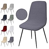 Stuhlhussen 2er Set, Stretch Stuhlbezug Jacquard Esszimmerstühlhussen Universal Stuhlhussen Abnehmbarer Waschbarer Stuhlabdeckung für Esszimmer,Hotel,Bankett,Hochzeit,Partys Deko(T-Grau,2er Set)