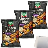 Funny Frisch Linsenchips Chips Oriental 40% weniger Fett 3er Pack (3x90g Packung) + usy Block