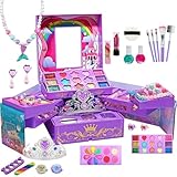 Make-up-Spielzeug, Kinderschminke | Make-up-Set für Mädchen | Aktivitäten für Kleinkinder, Simulationsspiele, große Aufbewahrungsbox, Schminktisch für Mädchen