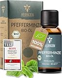 Heldengrün® BIO Pfefferminzöl [100% NATURREIN] - Reines Pfefferminzöl zum Verzehr - Frisch, belebend & klar - Minzöl aus Griechenland - Peppermint Oil