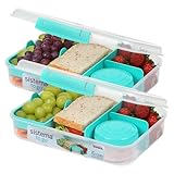 Sistema To Go Bento Box Create | Lunchboxen mit Fächern & Snack Pots | 1,48 L | BPA-frei | 2 Stück | Minty Teal