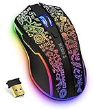 CONNECT IT Gaming Maus Kabellose Doodle 3 | RGB 4800 DPI Ergonomische 2.4G USB Mouse Wireless | 6 programmierbaren Tasten, Anpassbare Spielprofile, Langer Stunden Akkulaufzeit