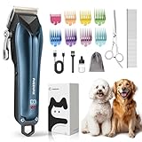 FuzzyFix Leise Hundeschermaschine Dichtes Fell Professionelles Fellpflege-Set für Haustiere, geräuscharm, wiederaufladbar, Edelstahl-Haarschneider