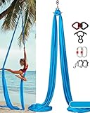 Aerial Yoga Tuch, 8 m, Vertikaltuch Set, inklusive Zubehör, dehnungsarme, hochwertige Stoffe (Azurblau)