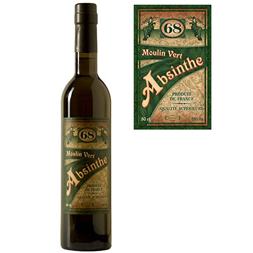Absinth Moulin Vert aus Frankreich | Original Rezeptur | 68% Vol. | Premium Qualität mit Weinalkohol destilliert | (1x 0,5 l)