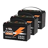 LiTime 3 Pack 12V Batterie 100Ah LiFePO4 Akku, Max. 3840Wh Energie, 100A BMS, 4000-15000 Zyklen und 10 Jahre Batterielebensdauer, Perfekter Ersatz für Blei-Säure, SLA, AGM Batterie