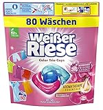 Weißer Riese Color Trio-Caps Aromatherapie Essentials (80 Wäschen), Waschmittel mit Orchidee & Macadamiaöl, Colorwaschmittel mit ätherischen Ölen & intensivem Frische-Effekt