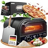 HOFFEUER Pizzaofen elektrisch – Profi Elektro-Pizza Ofen für Zuhause mit Pizzastein, Drehfunktion & Zubehör | Pizza wie aus dem Steinofen, Flammkuchenofen | Elektrischer Pizzamaker | Grill Oven