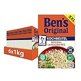 BEN’S ORIGINAL Ben's Original Original-Langkorn-Reis, 20-Minuten Kochbeutel, 6 Packungen (6 x 1kg)