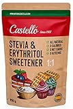 Stevia + Erythrit 1:1 Süßstoff | 1g = 1g Zucker | 100% Natürlicher Zuckerersatz - 0 Kalorien - 0 Glykämischer Index - Keto und Paleo - 0 Netto-Kohlenhydrate - Kein GVO - Castello since 1907-850 g