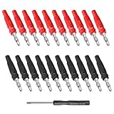 TAIHOBO 20 Stück Bananenstecker 4mm, Vernickelt Kunststoff Bananenstecker Lautsprecher, Isoliert Lautsprecherkabel Bananenstecker, Lötfrei Bananenstecker Buchse mit Schraubendreher, für Kabel Boxen