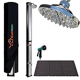 CCLIFE Solardusche mit Kunststoffboden und Handbrause 60L Solar Gartendusche Pooldusche Regendusche Außendusche Garten Brause warmes Wasser