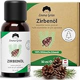 Emma Grün® Zirbenöl Ätherisches Öl [100% NATURREIN] - Wildwuchs Zirbelkiefer Öl 30ml - LEBENSMITTELQUALITÄT - Waldiges Zirbe Öl - Naturreines Ätherisches Öl - Zirbenholz Öl aus Österreich