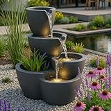 Zimmerbrunnen mit Beleuchtung Botana Gartenbrunnen bepflanzbar Springbrunnen Terrassenbrunnen (LED: Warm-Weiß)