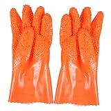 Ipetboom Schutz Arbeitshandschuhe PVC Öl und Säurebeständig Rutschfest Ergonomisch Geformt Langlebig Leuchtend Orange für Herren Outdoor Einsatz und Nasse Arbeitsbedingungen