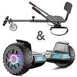 Hoverboard mit Sitzbefestigung, 8.5Zoll Self Balancing Scooters Go Kart mit Bluetooth und LED Lichtern, Gun+Black