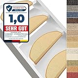 Floordirekt Sisal Stufenmatten innen 15 Stück halbrund, Treppenstufen Matten für Holztreppen, antirutsch Treppenteppich Selbsklebennd und Allergikerfreundlich (Natur, Maße ca. 64 x 23,5 cm)
