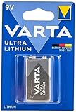 VARTA Batterien 9V Blockbatterie, 1 Stück, Ultra Lithium, hohe Leistung für Rauchmelder, Brand- & Feuermelder, Digitalkamera