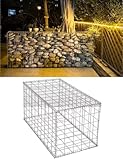 Gabionenwand mit Abdeckung | Gabionenkorb aus verzinktem Stahl | Gitterkäfig aus Felssteinmauern | Gabionen-Steinkorbkäfig | Gabionen-Stützmauer for Garten, Terrasse(50x100x100cm/19.7x39.4x39.4in)