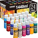 Anyart Acrylfarben Set 24 Farben 1440ml Acrylic Acryl Paint für Leinwand Papier Stein Holz Keramik Stoffe Wasserfest Lichtecht Schnell Trocknend Maler Künstler