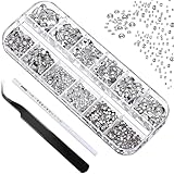 1440pcs 6 Größen Kristall Strasssteine nageldesign Kristallrhinestones, Flache Rückseite Gems,Transparenter Strass mit Pinzette und Aufbewahrungsboxen, Für Nagel, Bekleidung, DIY