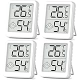 PAIRIER Luftfeuchtigkeitsmesser Thermometer Innen 4 Stück Digitales Mini LCD Thermometer Hygrometer mit Smiley-Indikator Gauge für Babyzimmer Seniorenzimmer Arbeitszimmer Weinkeller usw