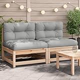 BOWEKAM Home & Garden-Garden Sofas ohne Armlehnen mit Kissen, 2 Stück, Massivholz Kiefer Möbel Wahl