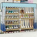 Schuhschrank Schuhregal Schuhregal, 6 Schichten Massivholz Lagerung Schuhe Stiefel Lagerung Haushalts staubdicht, 120x26x102cm (A2)