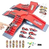 Finger Skateboard Set, 6 Stück Kombination Mini Finger Skateboard Ramps Set mit Zubehör Fingerboard DIY Montage Ultimate Deck Track Park Finger Spielzeug für Skate-Liebhaber Kindergeschenk (6 in 1)