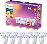 Philips LED Classic GU10 WarmGlow Lampe, 50 W, Reflektor, dimmbar, warmweiß, 6er Pack