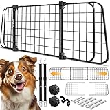 LovPet® Hundegitter Auto, Autoschutzgitter Trenngitter Universal, verstellbare Breite, Kopfstütze Kofferraum Autogitter Maße HxB 30 x 91-153 cm Kofferraumgitter,+ 2x Sicherheitsgurt für Hunde, Schwarz