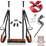 FLYSL Leoparden-Liebesschaukel Sexschaukel Tür Schaukel,BDSM Möbel Bondage Set,Liebesschaukeln + Peitsche + SM Augenmaske,Fesseln für Frau,Sex Spielzeug für die Paare (A)