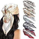 SCJJZ bandana,kopftuch damen,bandana damen,Glatter Seidenschal Damen Hijab Schals, 5 Stück Hijab Quadratischer Schal Seidenhaarschmuck (60 * 60CM)