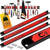 DEUBA® 3x Magnetleiste 60cm 23kg Tragkraft Magnetisch Werkzeugleiste Werkzeughalter Werkzeugwand Werkstatt Werkzeug Organizer inkl. Montagematerial