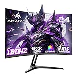Amzfast Gaming Monitor Curved 24 Zoll - 180Hz, FHD 1920x1080, Blaulichtfilter, 1 ms MPRT, Adaptive Sync, sRGB 130% / DCI-P3 97%, HDMI 1.4 + DP 1.2, VESA 75x75, AMZG24C1